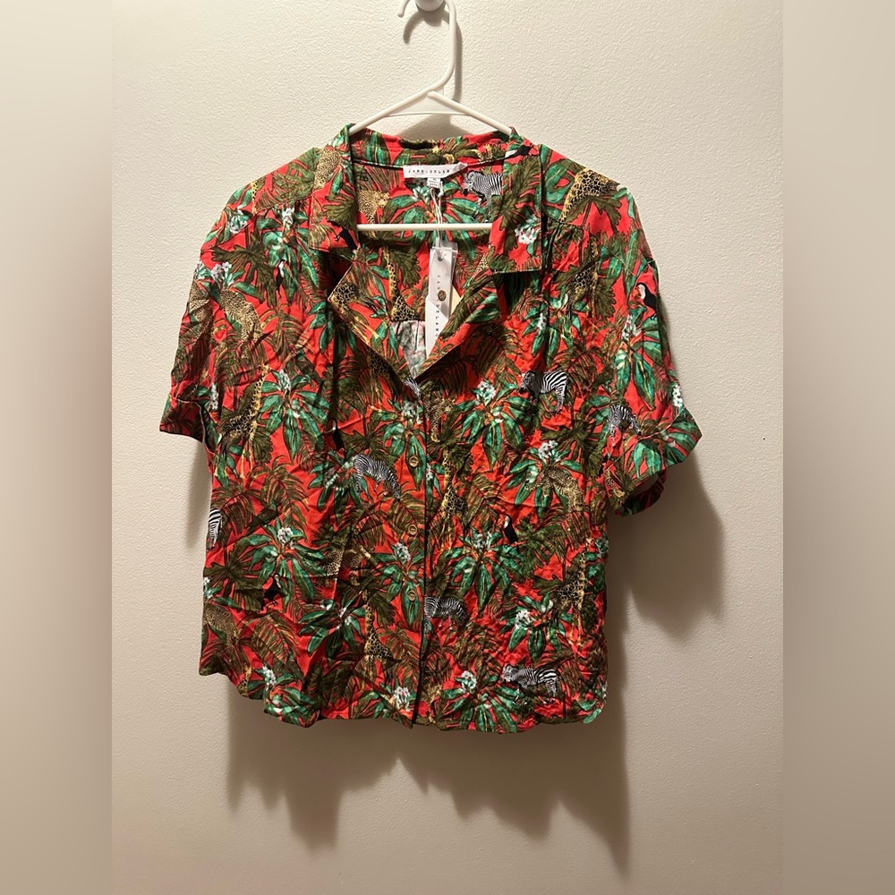 Tropical Print Button-Up Shirt